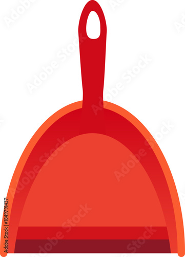 Red dustpan for sweeping and collecting household dirt