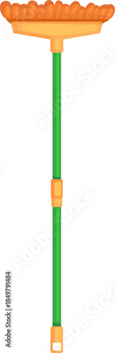 Push broom cleaning tool with long green handle