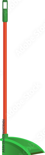 Long handled green dustpan for household cleaning