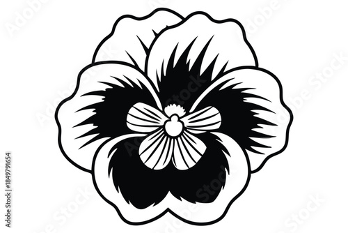 pansy silhouette line art vector illustration