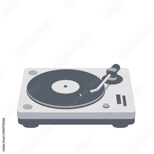 Retro turntable playing a vinyl record.
