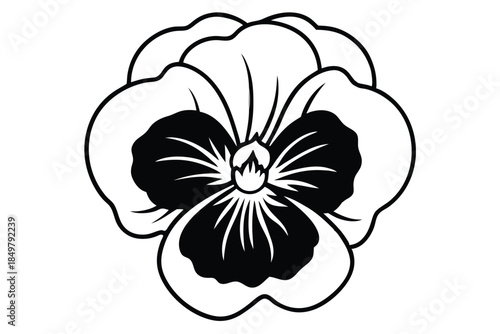 pansy silhouette line art vector illustration