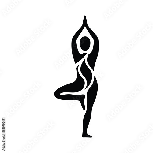 a simple black silhouette Meditation yoga lotus pose logo design Isolated Vector Illustration