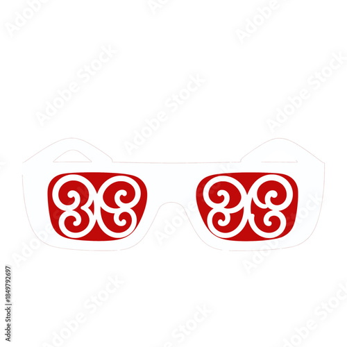 White and red 3D glasses with swirl design