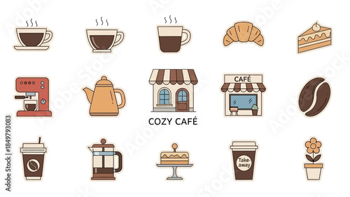 Collection of Coffee Shop Icons and Symbols.