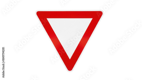 Photos Isolated Yield or Give Way Sign, Triangular Road Sign with Red Border, Safety an