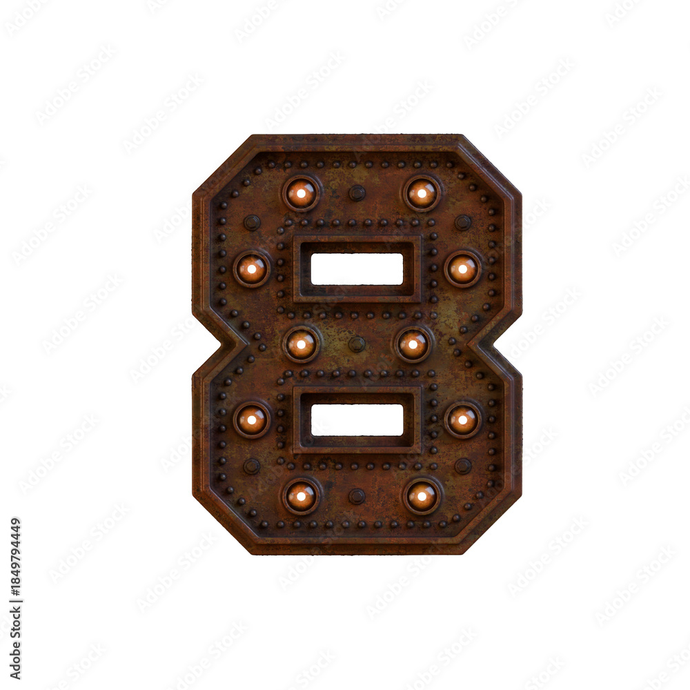 Fototapeta premium Steampunk Marquee 3D Alphabet or PNG Letters