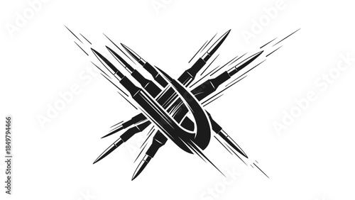 Black and White Guitar Strings Illustration.