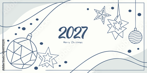 2027 Merry Christmas Illustration | Minimal Geometric Ornament Holiday Artwork | Modern Winter Design for Cards, Prints & Digital Greetings