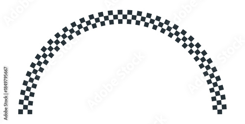 checkered circle. round frame. black and white border for racing motorsport.
