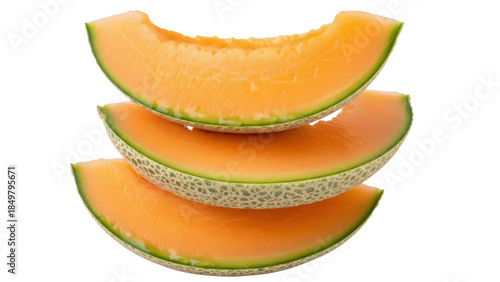 Φωτογραφία Isolated stack of cantaloupe slices ready to eat as a healthy snack at any time