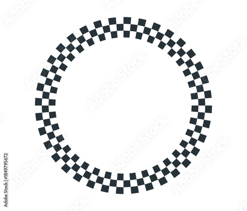 black and white border for racing motorsport. round frame. checkered circle.