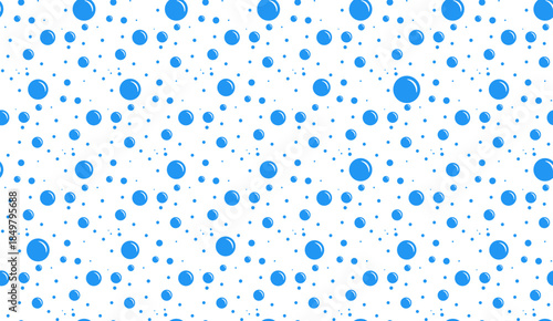 Сarbonated blue water texture. Bubbles soda seamless pattern