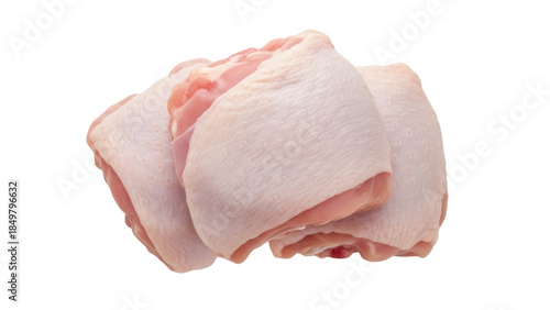 Isolated uncooked chicken thighs, fresh meat parts, poultry farming for healthy eating concept