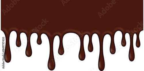 A seamless pattern of rich dark chocolate drips and flowing liquid against a clean white background