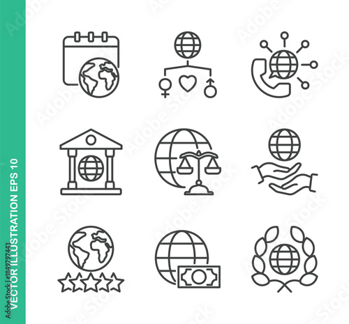 Worldwide Icons. Thin Line Symbol Elements Collection.