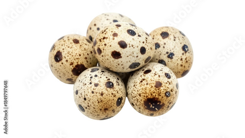 Isolated Quail Eggs Piled, Speckled Shells, Natural Eggs, Small, Colorful, Speckled Pattern