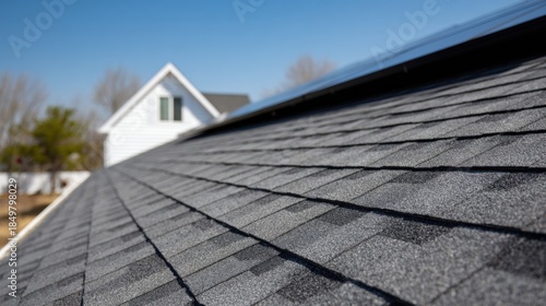 New asphalt shingle roof with solar panels
