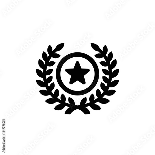 Minimalist wreath encompassing a central star symbol for achieving excellence