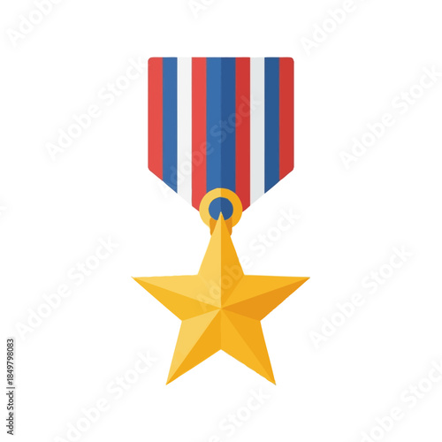 Golden star medal illustration for valorous achievements and prestigious recognition