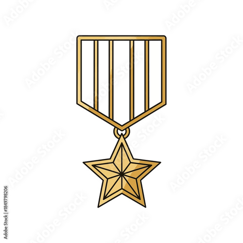 Symbolic representation of a valor military award in gold, honoring bravery, service and