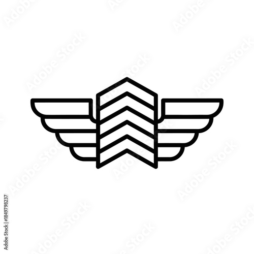 Abstract emblem graphic with chevron and wings, symbolic representation and artistic design