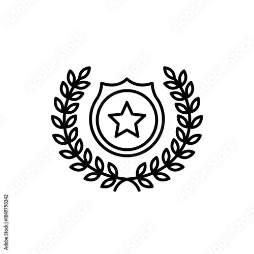 Emblematic insignia displaying botanical laurel wreath and a symbolic star shield
