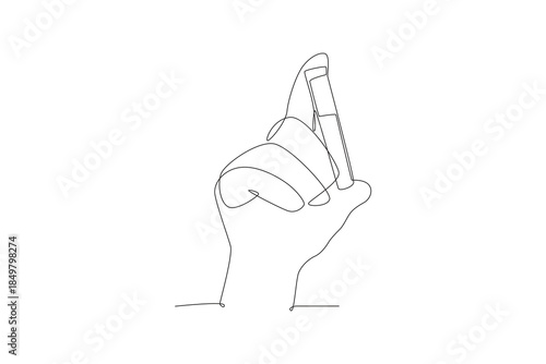 Hand holding DNA test sample. Dna analysis concept one-line drawing