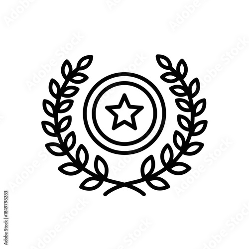 Stylized emblem of a star encircled by a laurel wreath symbol of recognition and achievement