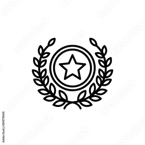 Minimalist star emblem encircled by laurel leaves symbolizing achievement and quality honour