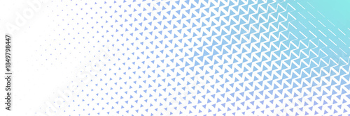 Triangles Halftone Pattern Modern Geometric Abstract Vector Zig Zag Seamless Blue Border Isolated On White Background. Half Tone Art Graphical Minimalist Light Blue Wallpaper. Chevron Form Abstraction