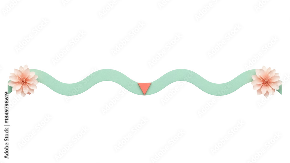 Fototapeta premium Isolated ornamental divider with flowers and a triangle detail, for festive occasions