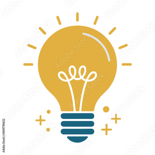 Bright idea, innovation and creativity symbolized by a yellow light bulb