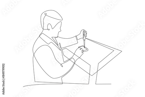 Researchers are analyzing DNA samples. Dna analysis concept one-line drawing