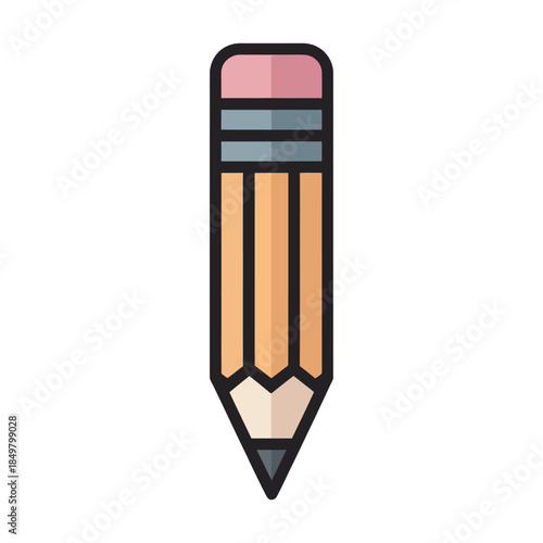 A stylized pencil with an eraser and sharpened lead