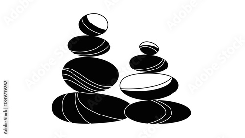 Black and White Illustration of Zen Stones.