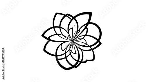 Black and White Lotus Flower Illustration.