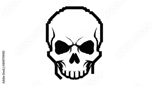 Black and White Skull Illustration Design.