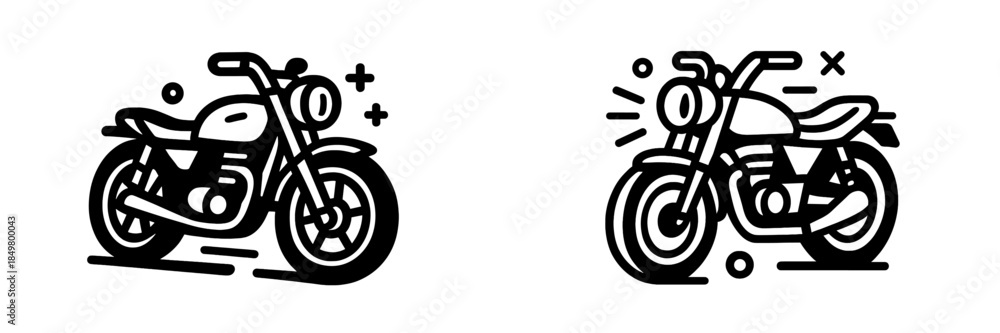 Obraz premium Vector illustration of two stylized motorcycles in dynamic poses