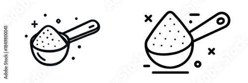 Measuring scoop for sugar with dotted texture in vector style