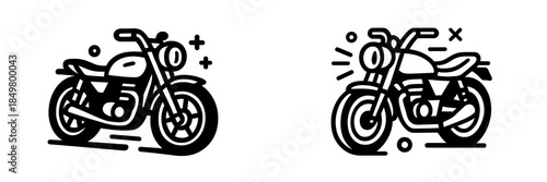 Vector illustration of two stylized motorcycles in dynamic poses