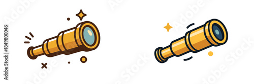 Discovering the world through vintage telescopes in a vector style