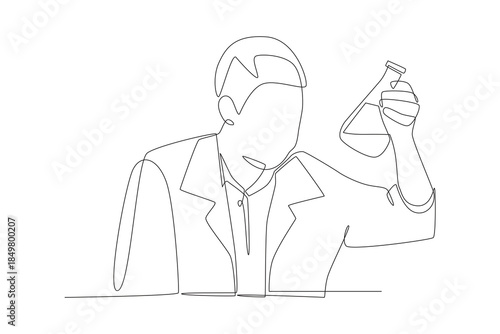 Researchers are analyzing DNA samples. Dna analysis concept one-line drawing