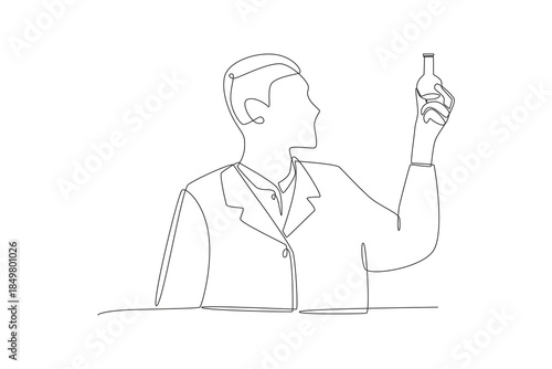 Researchers are analyzing DNA samples. Dna analysis concept one-line drawing