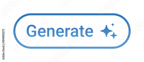 Generate button blue UI UX icon sparkle vector modern glossy flat web design isolated app element symbol hover interface rounded clickable white transparent background digital template