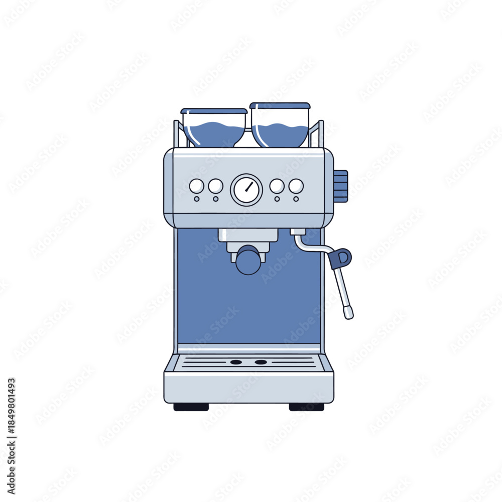 Fototapeta premium Modern coffee machine with dual brew heads and digital controls in minimalistic style for cafe or