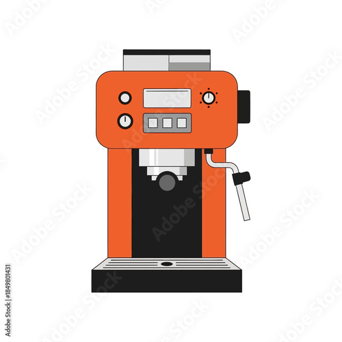 Bright orange coffee machine with modern design and digital controls for home and café use