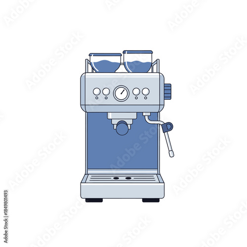 Modern coffee machine with dual brew heads and digital controls in minimalistic style for cafe or
