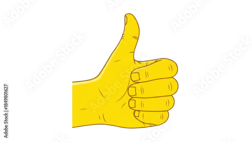 Isolated yellow hand giving thumbs up with cheerful, confident expression of approval