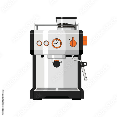 Modern Commercial Espresso Machine with Control Panel and Steam Wand for Coffee Brewing and